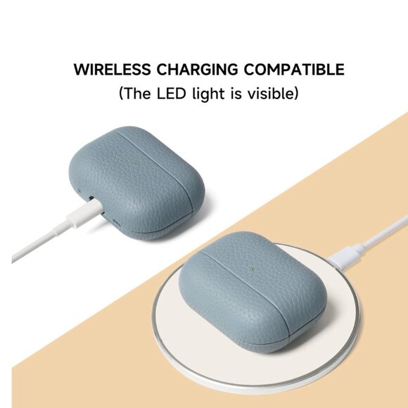 NWT LIGHT BLUE Pebble Leather Case for Apple Airpods Pro 2 - Picture 8 of 11